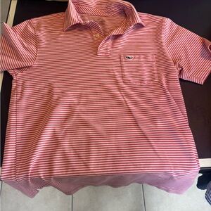 Vineyard Vines Pink and White Striped Polo